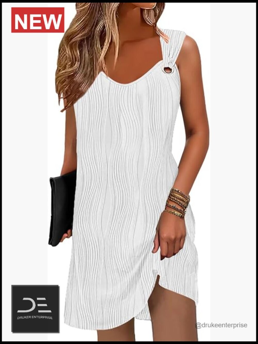Sleeveless V-Neck Swing Dress with Pockets Cover Up
